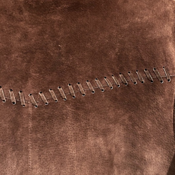 Vintage suede leather Brown Women's Bohemian Jacket - Picture 6 of 7
